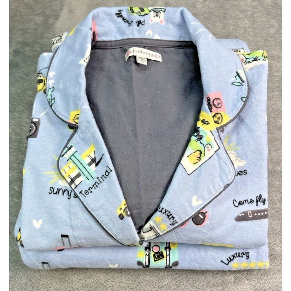PJ Salvage womens NEW pajama set 'Airport Travel' collegiate soft oversized sz S - Picture 2 of 12